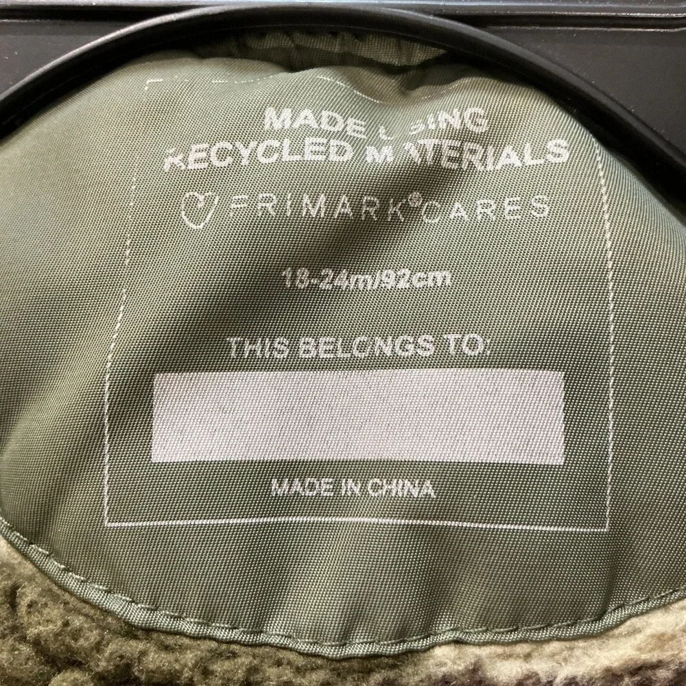 Bomber Jacket Baby 18/24 Months Olive Green Camo Fleece Lined